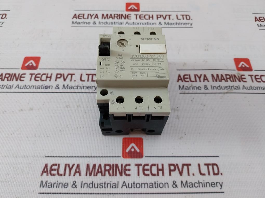 Siemens 3Vu1300-1Mg00 Circuit Breaker For Motor Protection P49310001 600V Ac