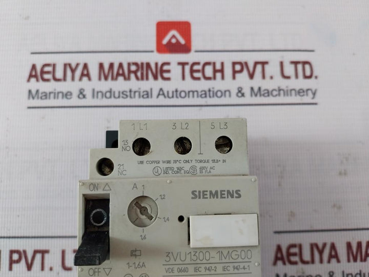 Siemens 3Vu1300-1Mg00 Circuit Breaker For Motor Protection P49310001 600V Ac