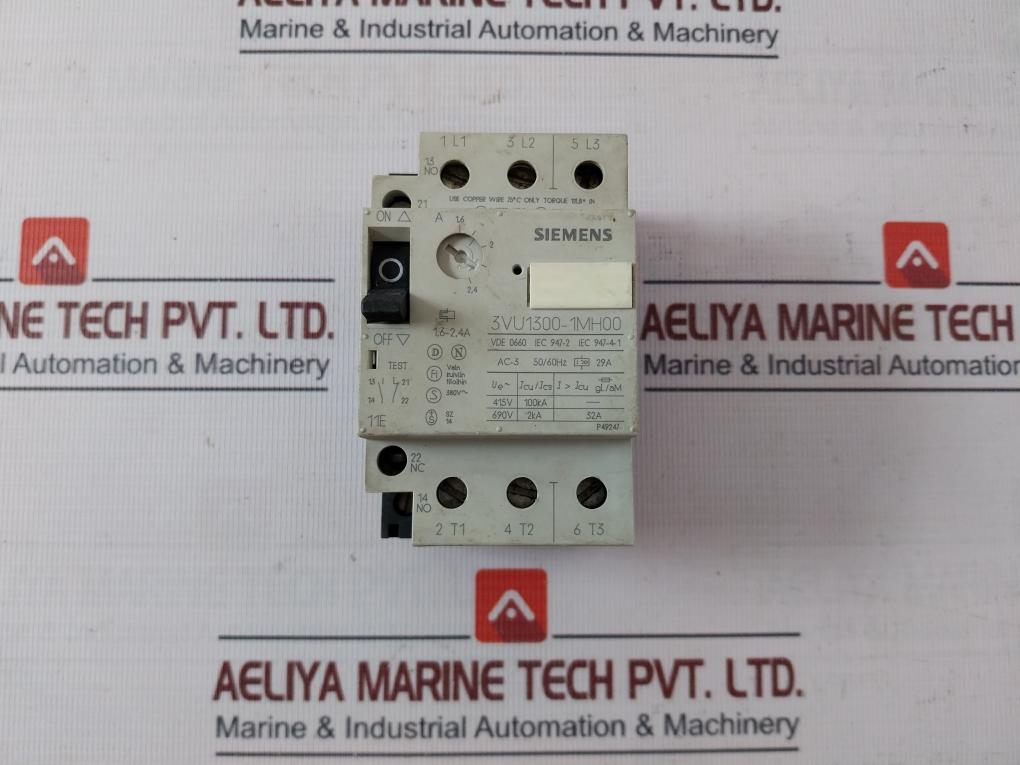Siemens 3Vu1300-1Mh00 Circuit-breaker For Motor Protection 600V Ac 25 Fla
