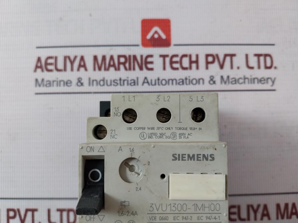 Siemens 3Vu1300-1Mh00 Circuit-breaker For Motor Protection 600V Ac 25 Fla