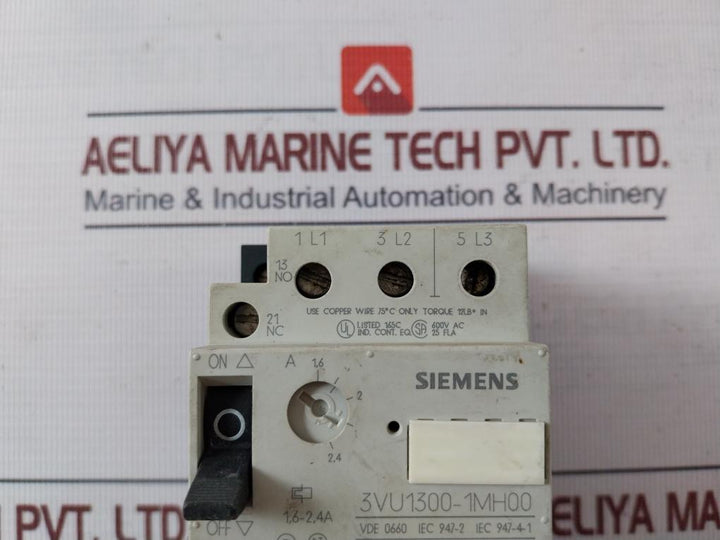 Siemens 3Vu1300-1Mh00 Circuit-breaker For Motor Protection 600V Ac 25 Fla