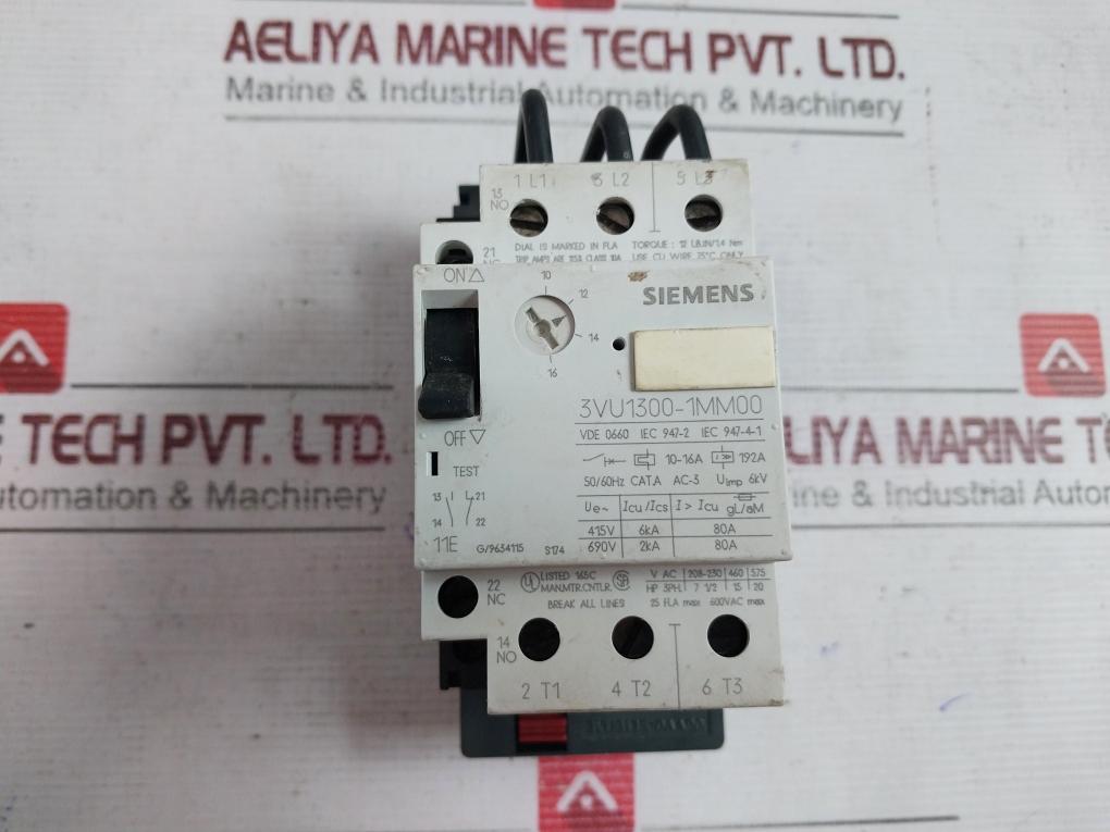 Siemens 3Vu1300-1Mm00 Motor Starter Protector 10-16A 50/60Hz 6Kv