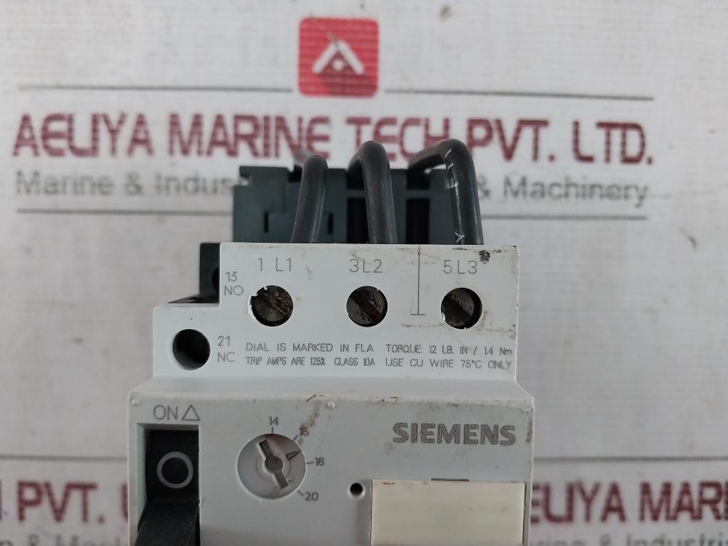 Siemens 3Vu1300-1Mn00 Motor Protector Circuit Breaker 14-20A 600Vac 25Fla