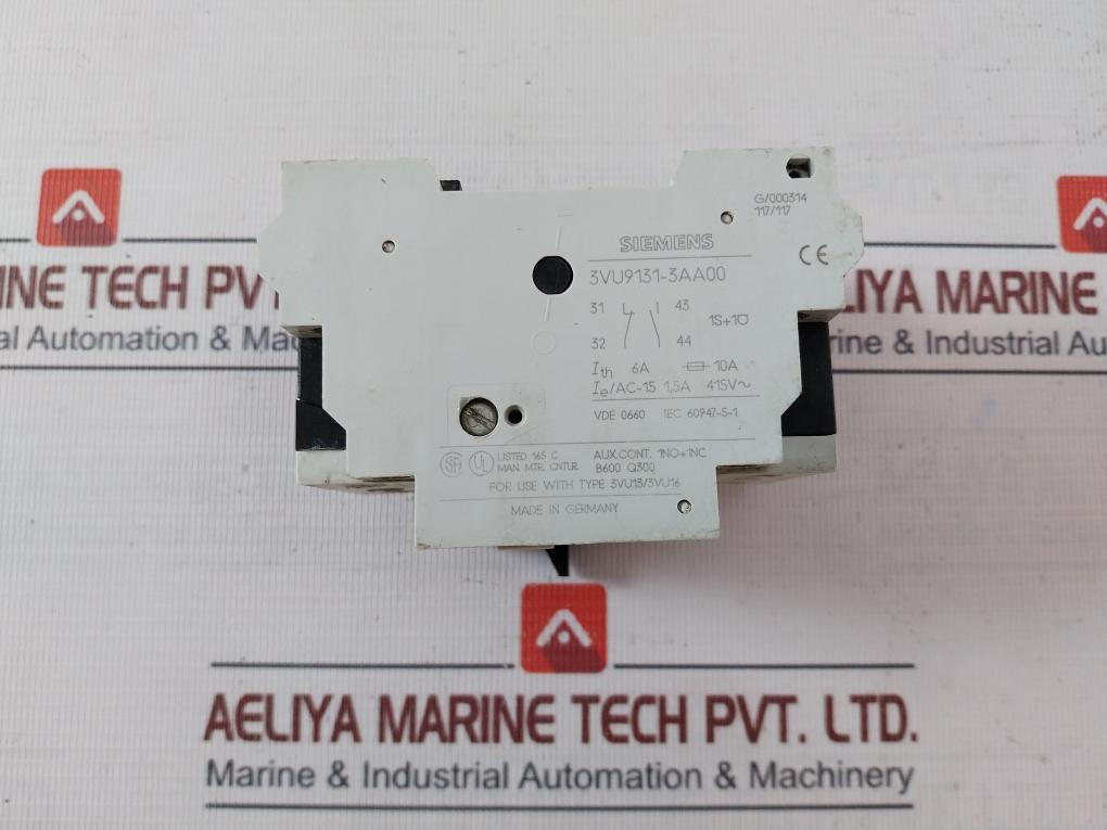 Siemens 3Vu1300-1Nl00 Circuit-breaker For Motor Protection 600Vac Max 6A 10A