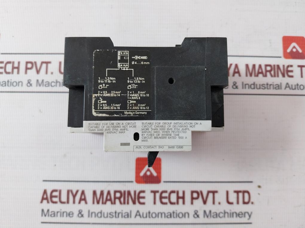 Siemens 3Vu1300-2Mg00 Motor Protection Circuit Breaker – 1-1.6A 380V 2No Aux