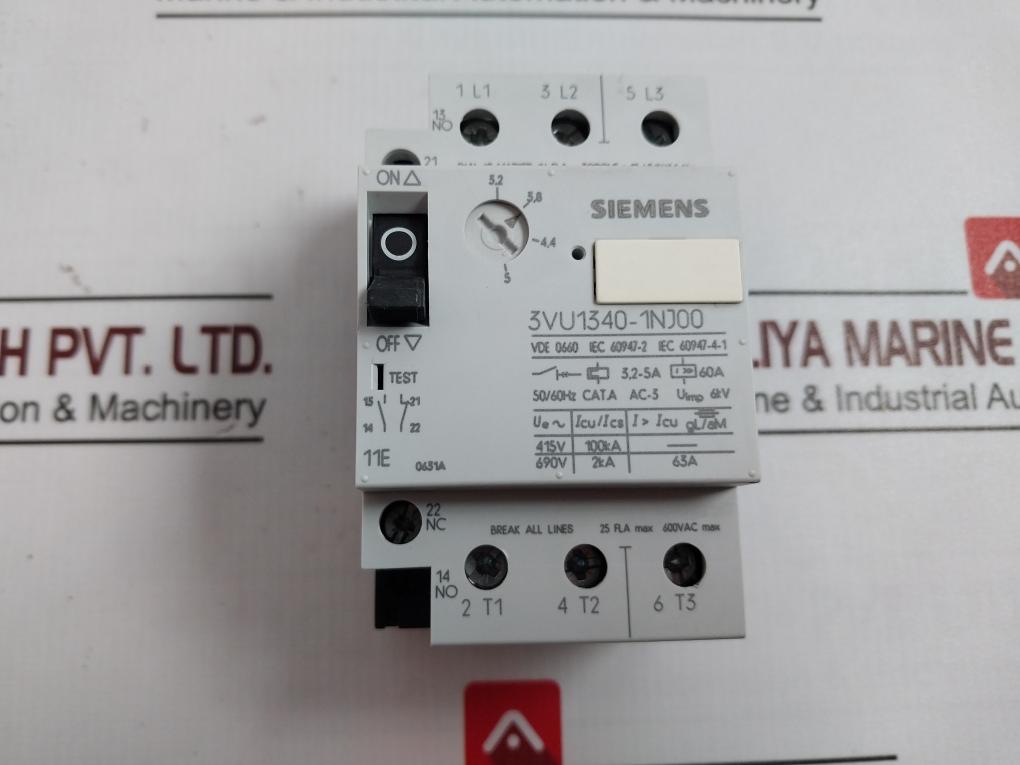 Siemens 3Vu1340-1Nj00 Circuit Breaker For Motor And Line Protection Terminalsiemens 3Vu1340-1Nj00