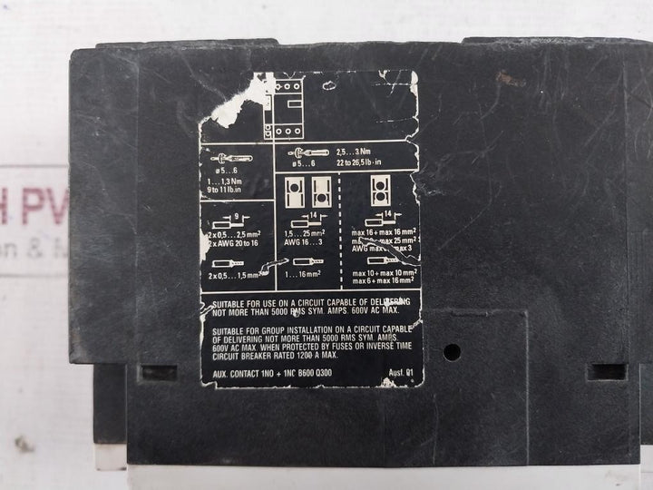 Siemens 3Vu1600-1Mp00 Manually Motor Controller 22–32A 600Vac Max