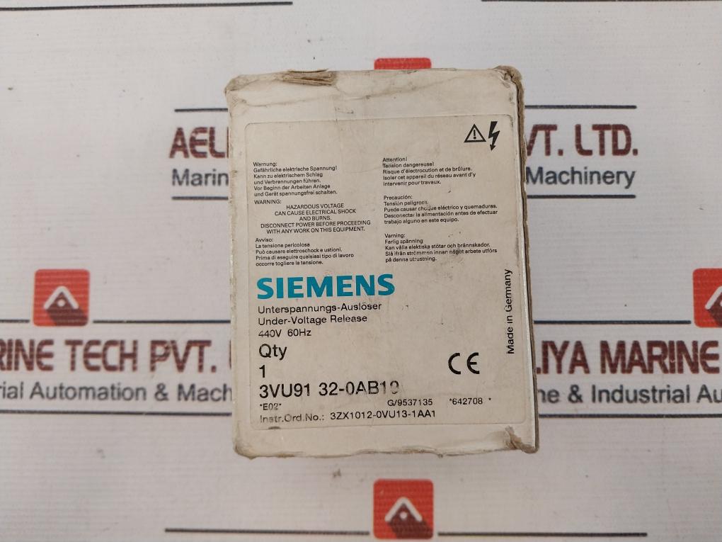 Siemens 3Vu9132-0Ab19 Under-voltage Release 440V 60Hz