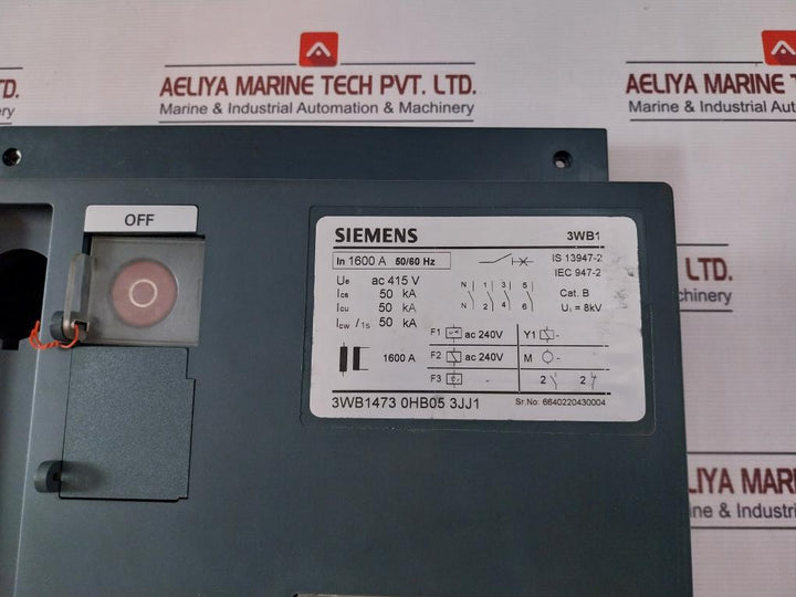 Siemens 3Wb1 Air Circuit Breaker Panel Cover 1600 A