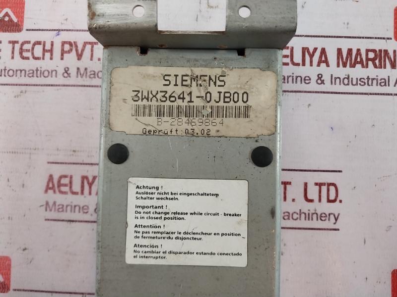 Siemens 3Wx3641-0Jb00 Overcurrent Release B402