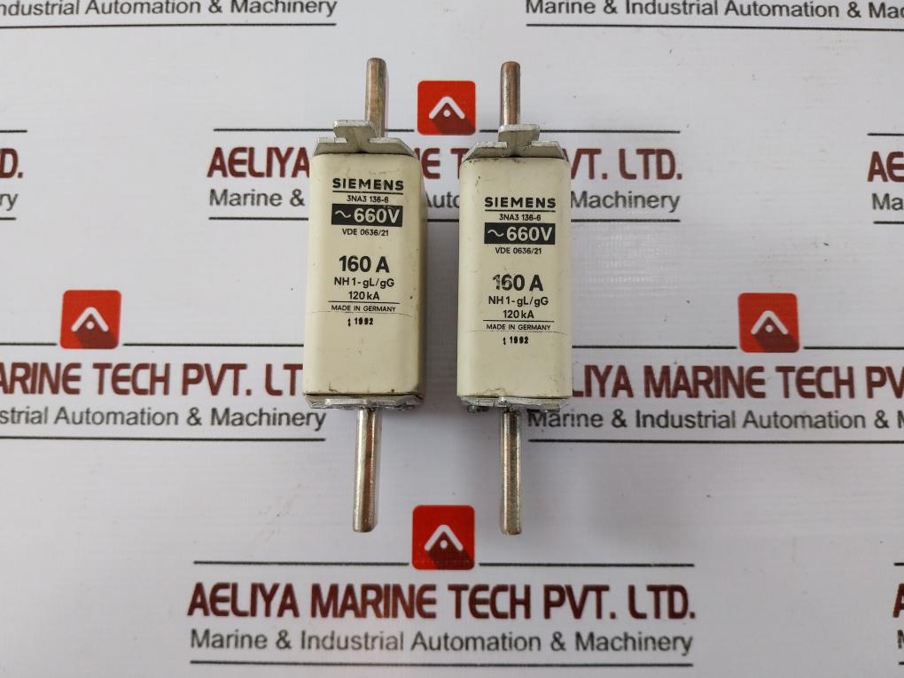 Siemens 3NA3 136-6 ~660V 160A VDE 0636/21 NH 1-GL/GG Fuse