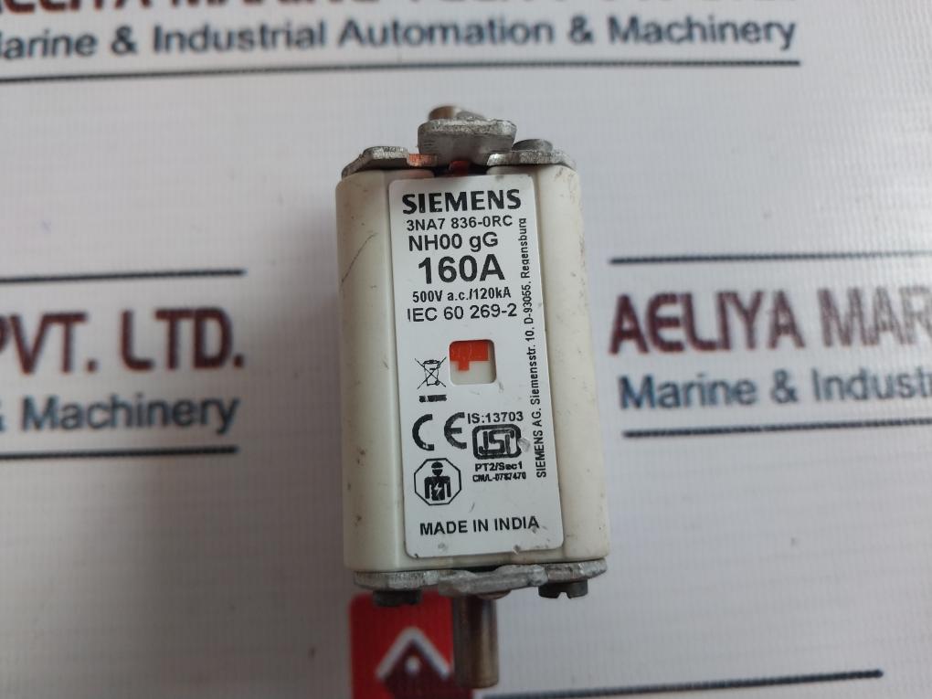 Siemens 3na7 836-0rc Fuse 160a 500v A.c./120ka