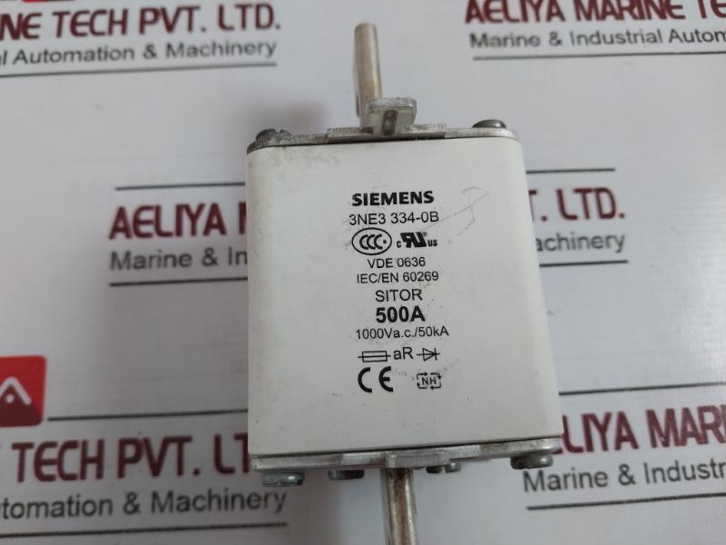 Siemens 3ne3 334-0b Sitor Fuse 500a 1000v Ac Iec/en 60269 Vde 0636