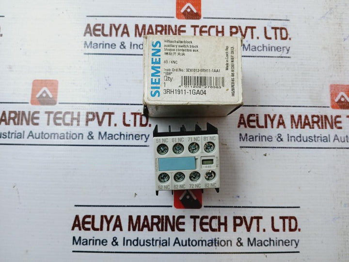 Siemens 3rh1911-1ga04 Auxiliary Switch Block, A600/q600, 10a/240v