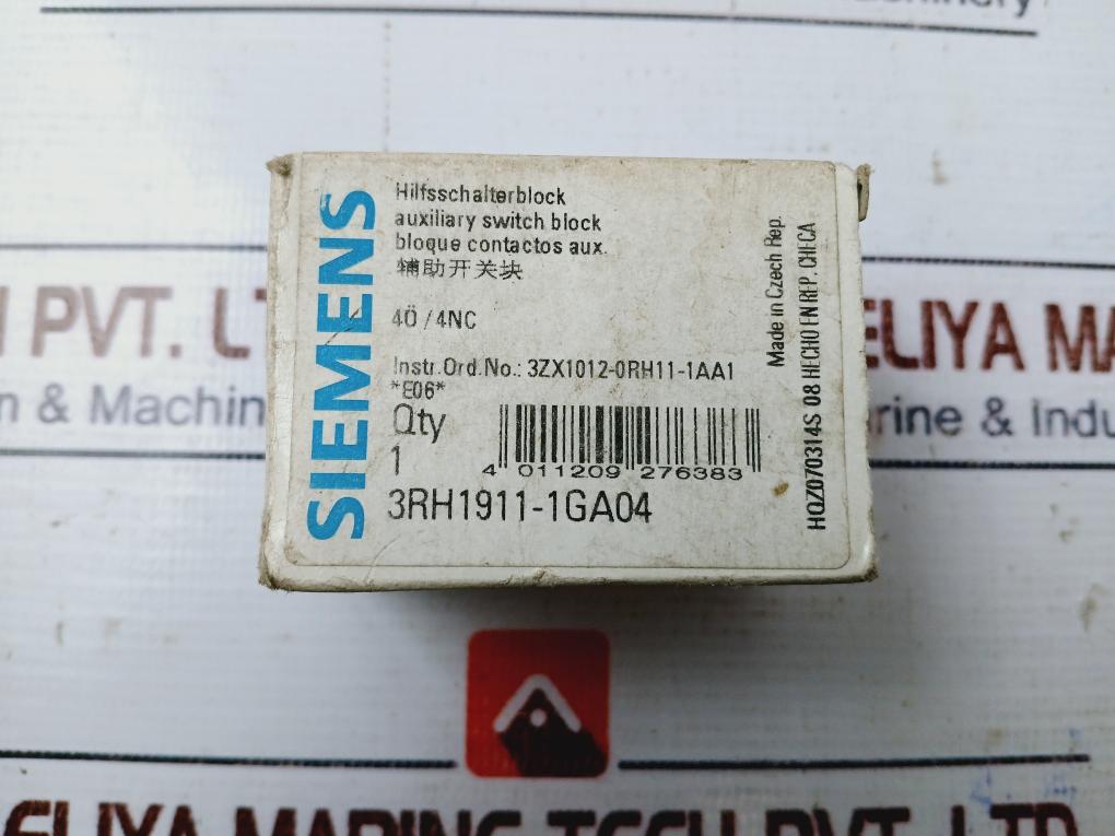 Siemens 3rh1911-1ga04 Auxiliary Switch Block, A600/q600, 10a/240v