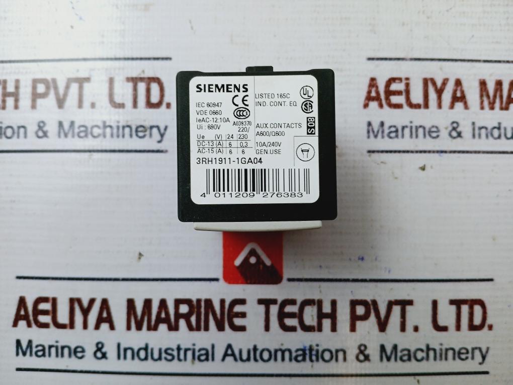 Siemens 3rh1911-1ga04 Auxiliary Switch Block, A600/q600, 10a/240v