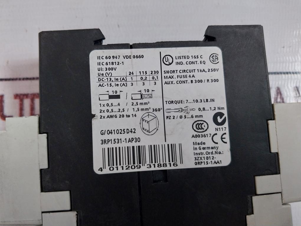 Siemens 3rp1531-1ap30 Off Delay Timing Relay 0.5-10s