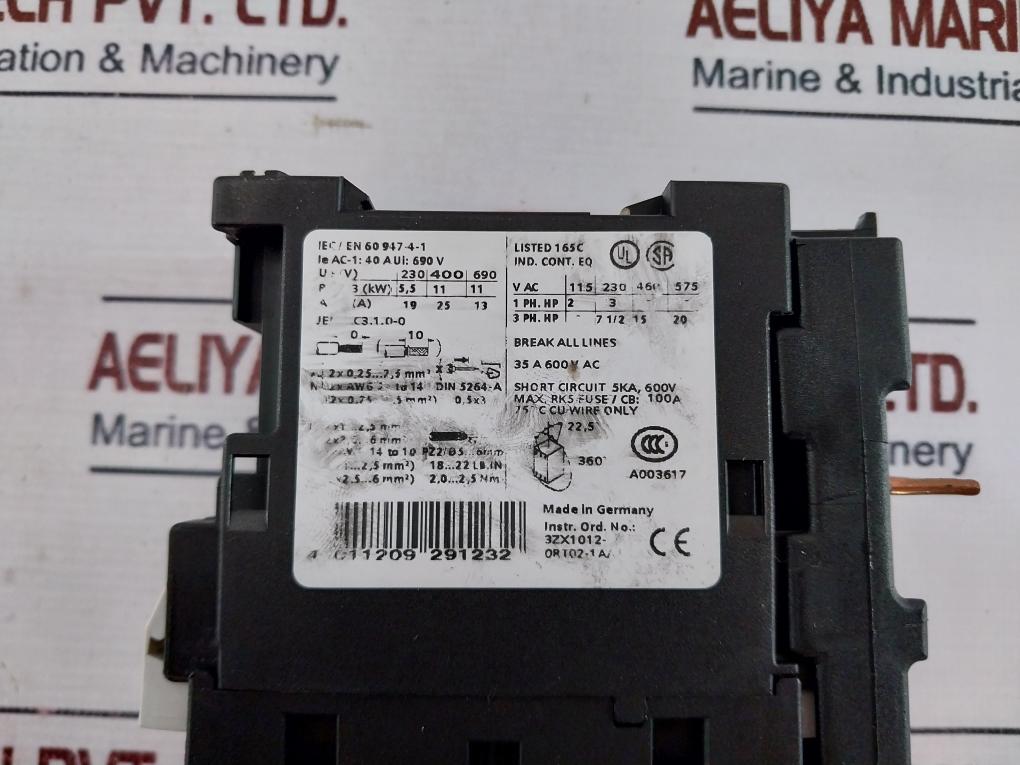 Siemens 3Rt1026-3B..0 Contactor 3Rh1921-2Ha22, 690V 10A