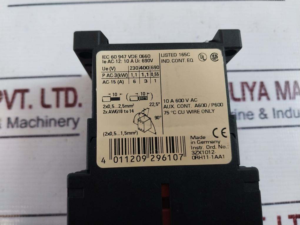 Siemens 3rt1916-1lm00,3rh1140-2bb40,3rh1911-2ga22 Contactor Relay