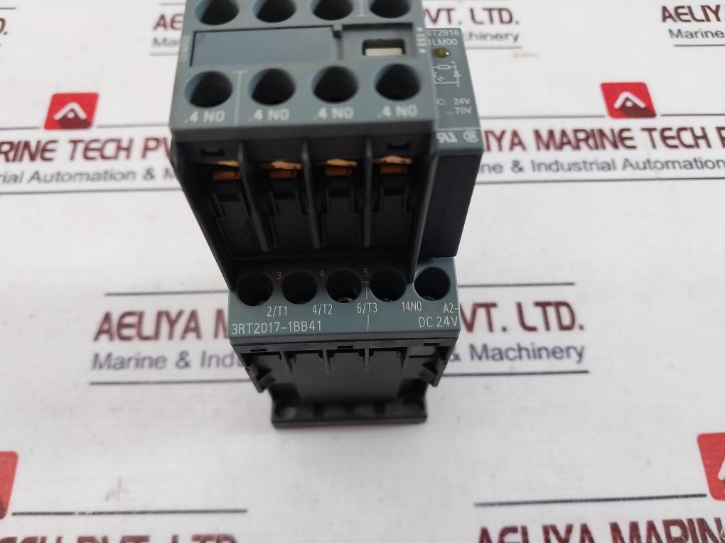 Siemens 3rt2017-1bb41 Contactor W/ 3rh2911-1fa40 Switch Block, 3rt2916-1lm00