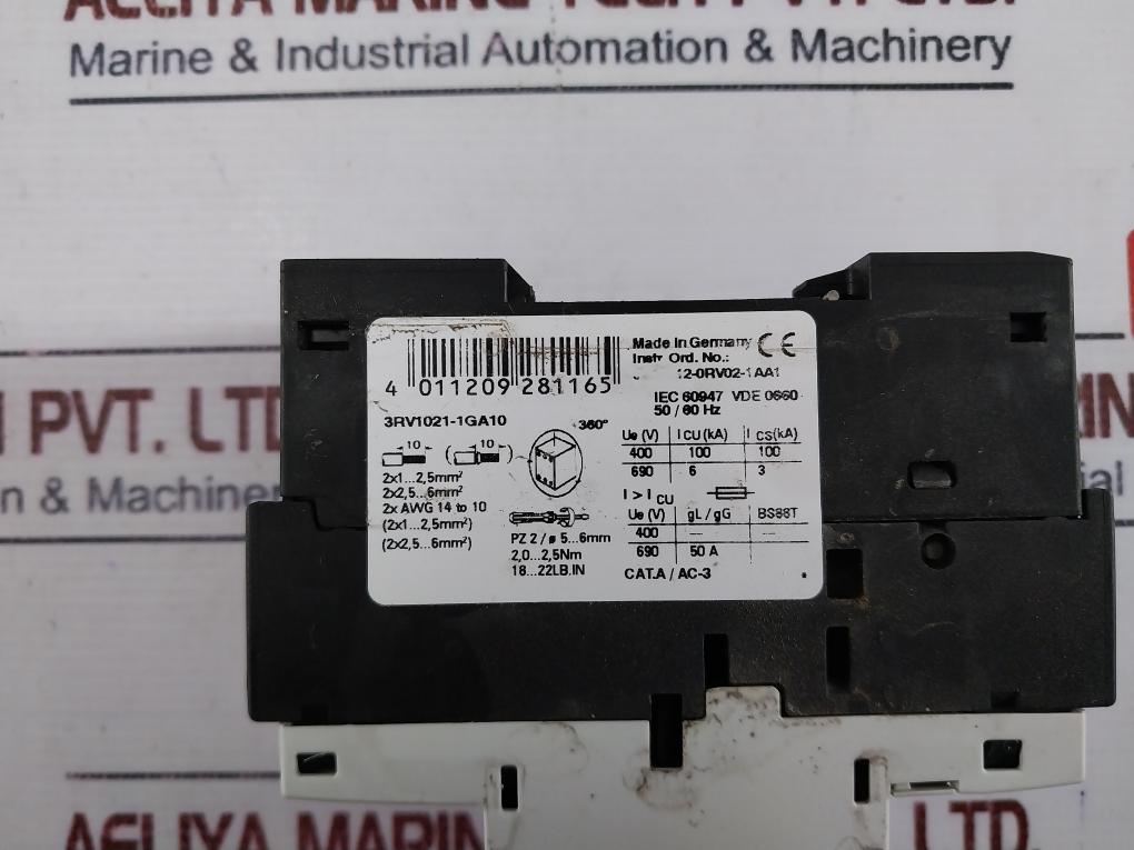 Siemens 3rv1021-1ga10 Siruis Manual Protection Circuit Breaker Clas 10 82a