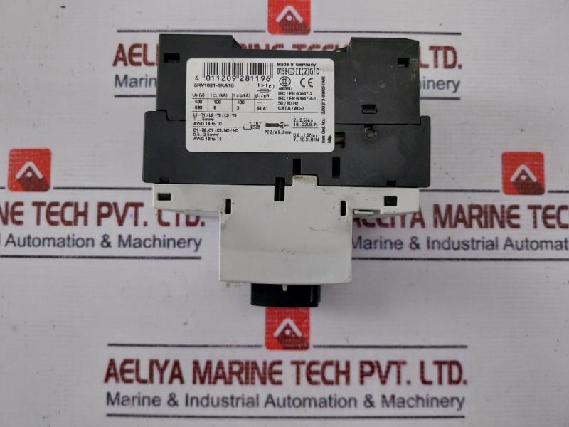 Siemens 3rv1021-1ka10 Circuit Breaker For Motor Protection 10a 50/60hz