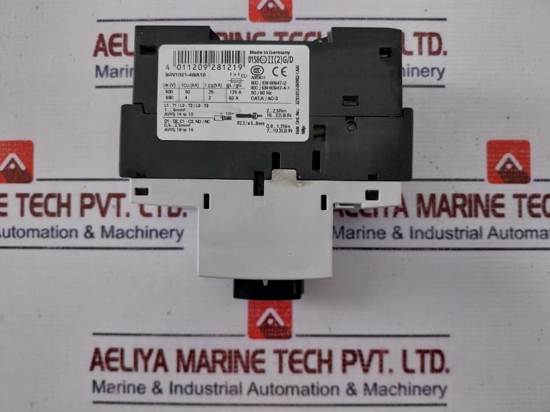 Siemens 3rv1021-4ba10 Circuit Breaker For Motor Protection 10a 50/60hz 690v