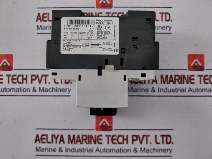Siemens 3rv1021-4ba10 Circuit Breaker For Motor Protection 10a 50/60hz 690v