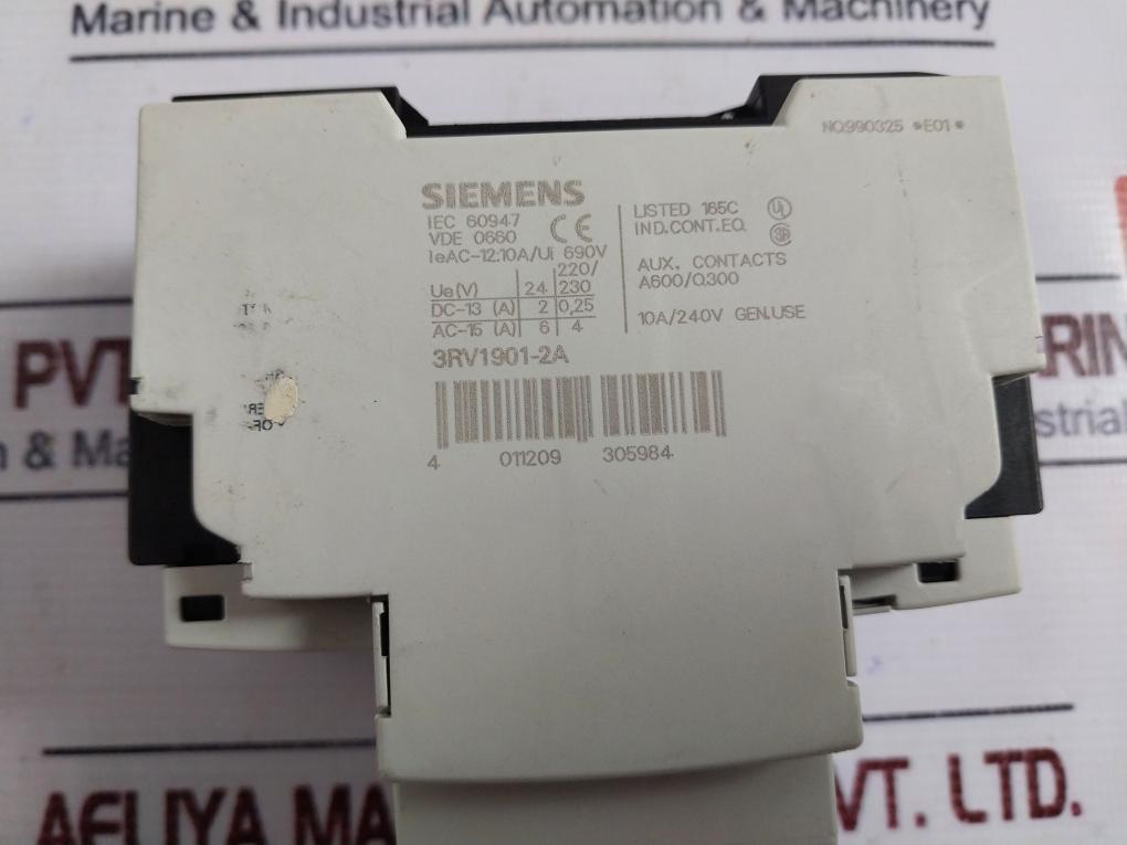 Siemens 3rv1021-4ba10 Circuit Breaker With Auxiliary Switch