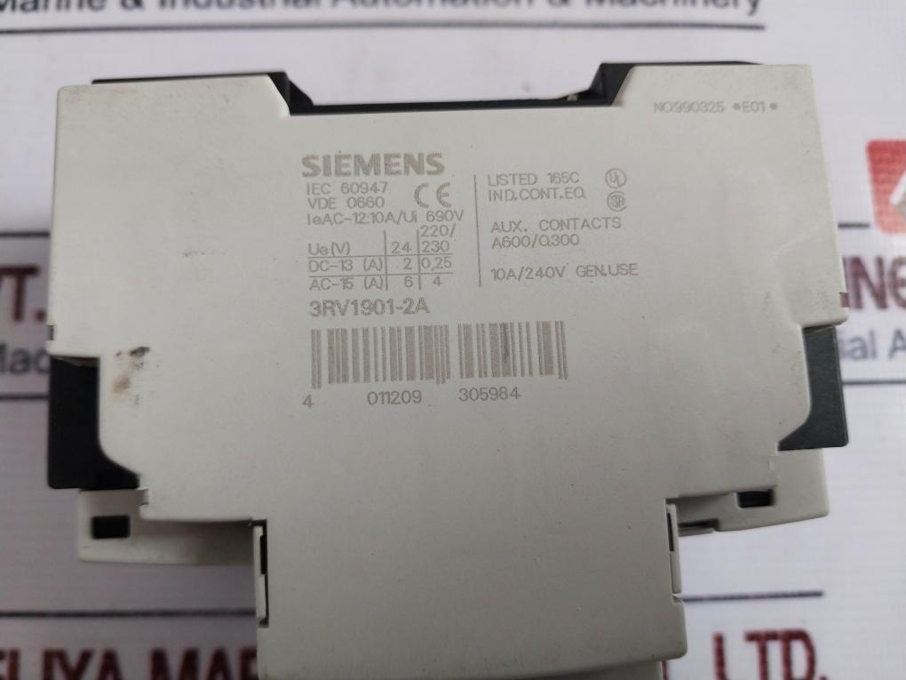 Siemens 3rv1021-4ba10 Circuit Breaker With Auxiliary Switch