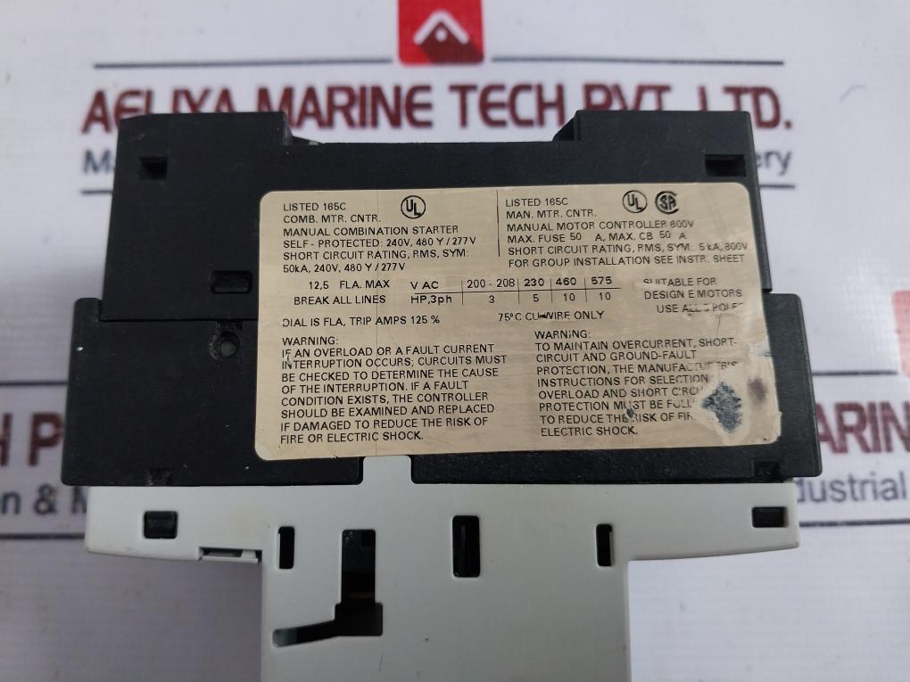 Siemens 3rv1021-4ba10 Circuit Breaker With Auxiliary Switch 75°c