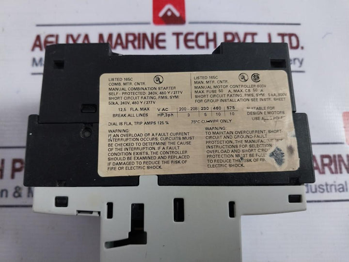 Siemens 3rv1021-4ba10 Circuit Breaker With Auxiliary Switch 75°c