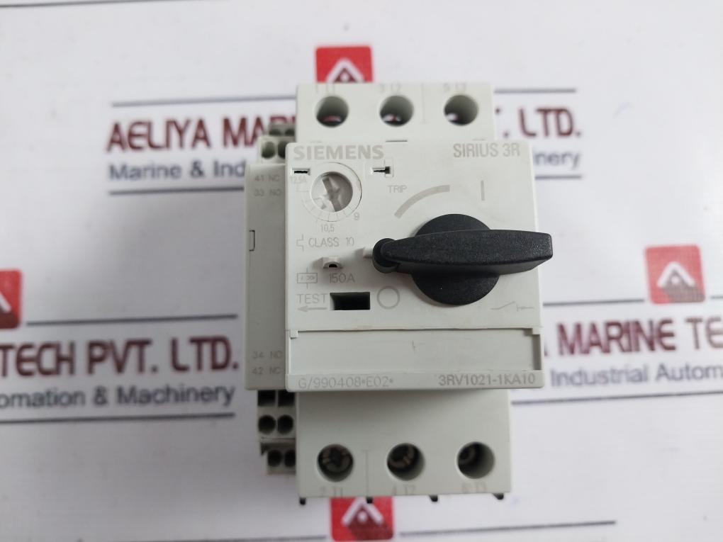 Siemens 3rv1021-4ba10 Circuit Breaker With Auxiliary Switch 75°c