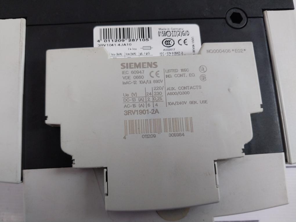 Siemens 3rv1041-4ja10 Circuit Breaker Size S3 For Motor Protection