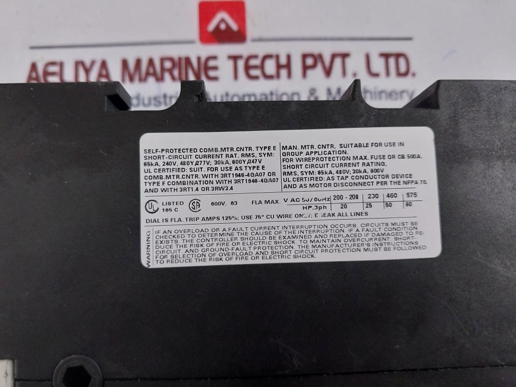 Siemens 3rv1041-4ja10 Circuit Breaker Size S3 For Motor Protection 50/60hz