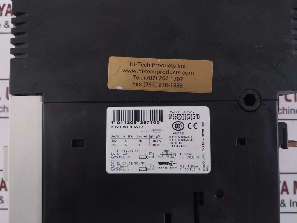 Siemens 3rv1041-4ja10 Motor Protection Circuit Breaker 000406