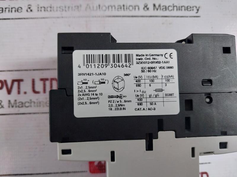 Siemens 3rv1421-1ja10 Sirius Manual Motor Starter circuit Breaker Protector 3zx10
