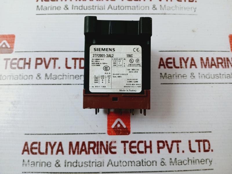 Siemens 3tf2001-3al2 Contactor 3-pole 16a 300v