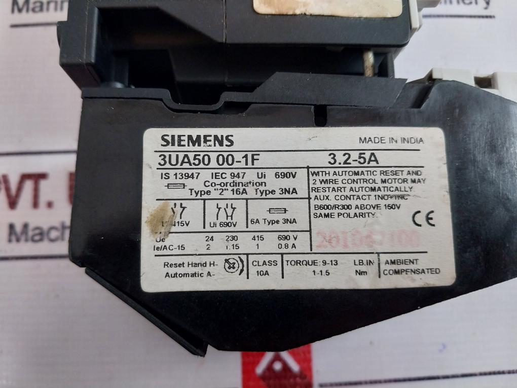 Siemens 3TF31 10-0A Air Break (Power) Contactor With 3UA50 00-1F Overload Relay