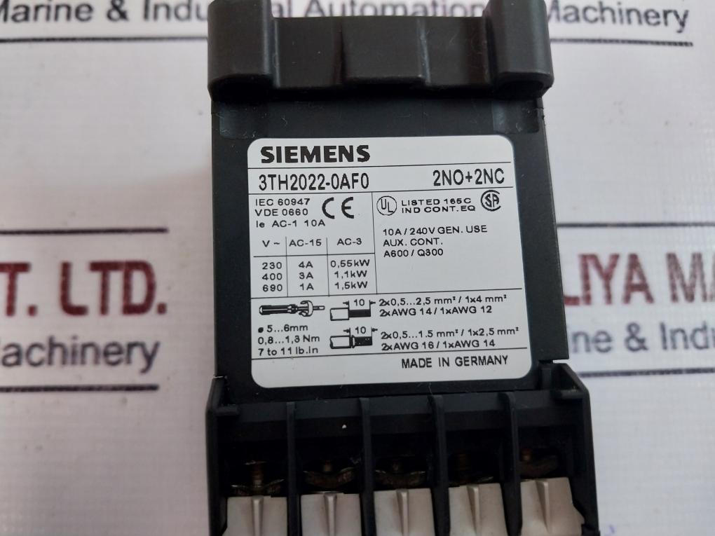 Siemens 3th2022-0af0 Contactor Relay 110v 50hz 132v 60hz