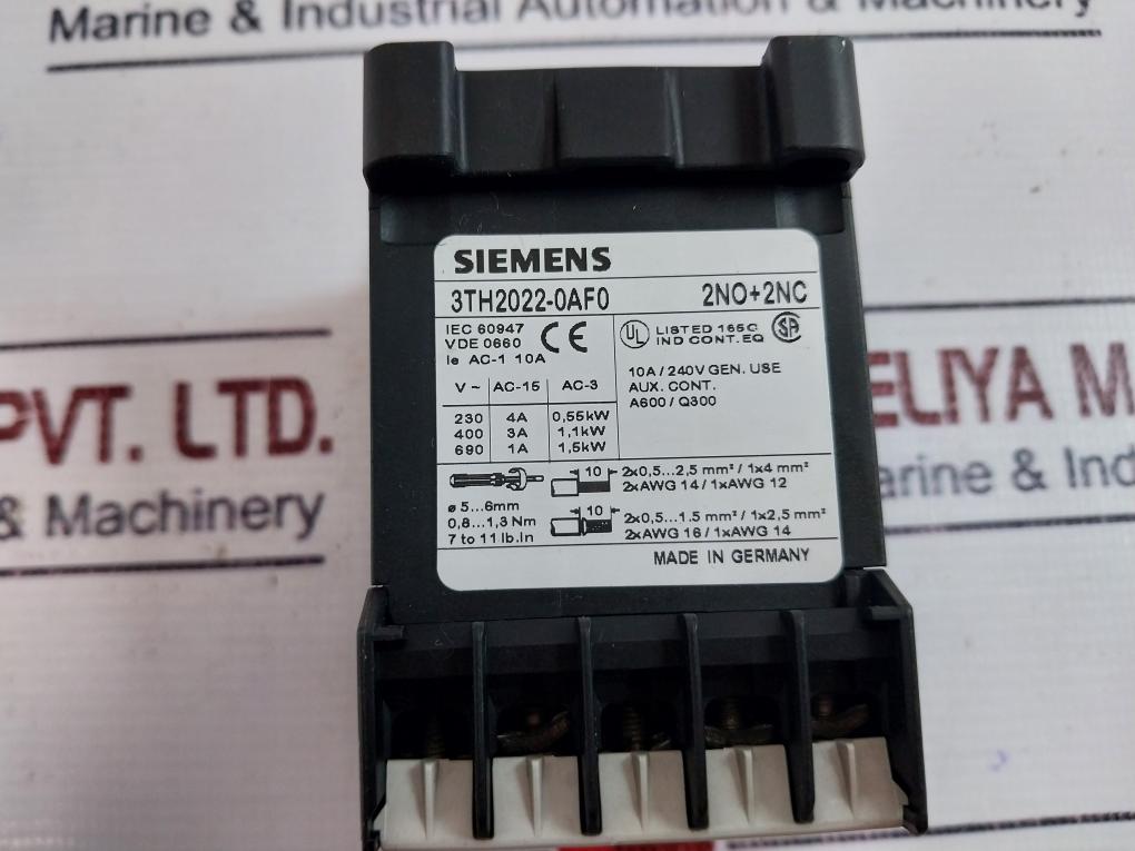 Siemens 3th2022-0af0 Contactor Relay 10a 240v