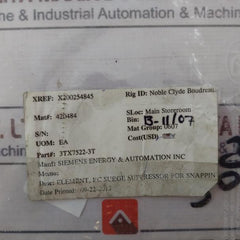 Siemens 3tx7522-3t Surge Suppressor Rc Element For Snapping