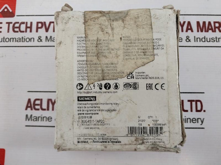 Siemens 3ug4511-1ap20 Monitoring Relay 101089806