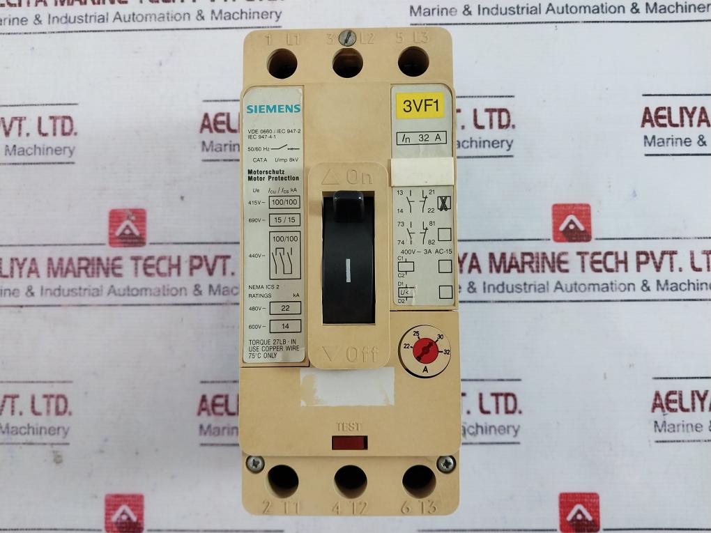 Siemens 3vf1231-1de11-0ab4 Motor Protection Circuit Breaker 22-32a 32a