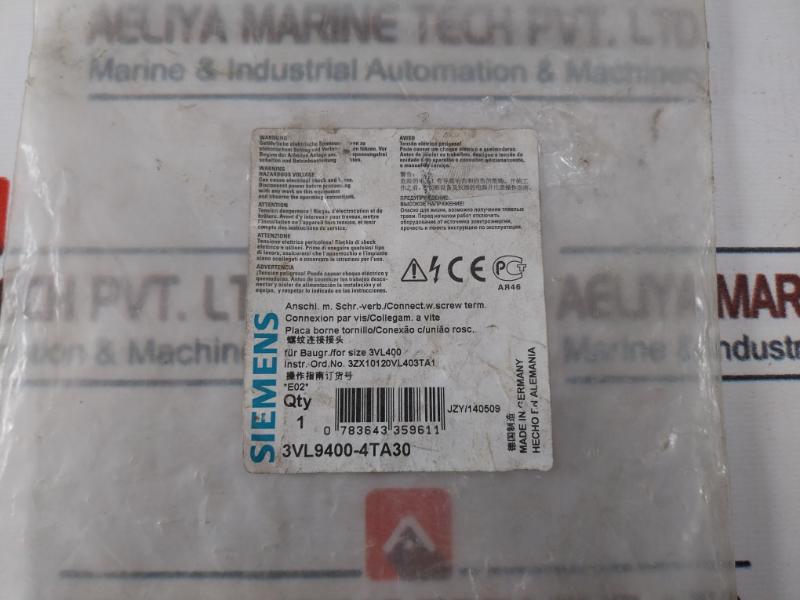 Siemens 3Vl9400-4Ta30 Connection Set W/ Screw Terminal For 3Vl400