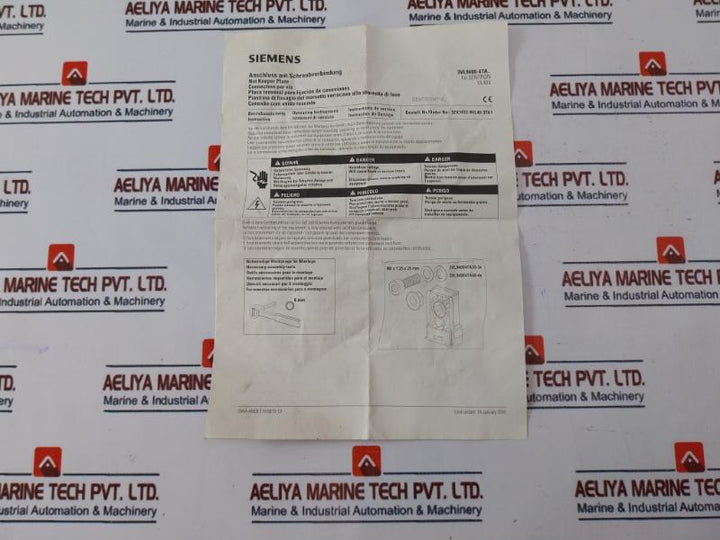 Siemens 3Vl9400-4Ta30 Connection Set W/ Screw Terminal For 3Vl400