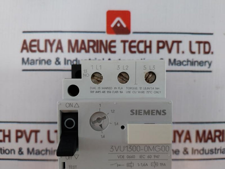 Siemens 3vu1300-0mg00 Circuit Breaker For Motor Protection 600vac Max 50/60hz
