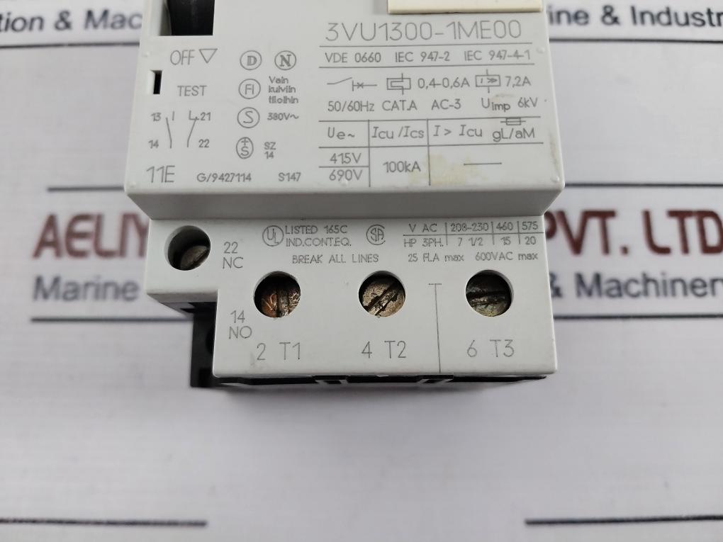 Siemens 3vu1300-1me00 Motor Protection Starter Cat A 50/60hz