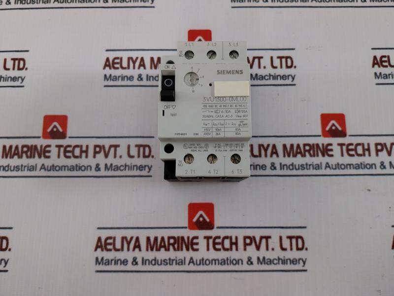 Siemens 3vu1300-1ml00 Circuit Breaker For Motor Protection 600vac Max 50/60hz