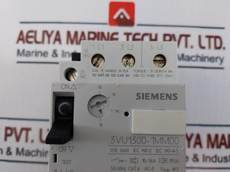 Siemens 3Vu1300-1Mm00 Circuit Breaker For Motor Protection 600Vac Max